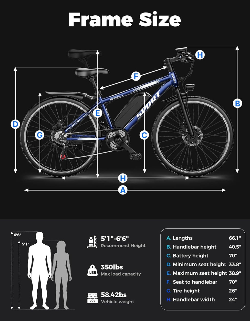 Misodo Electric Bike for Adults, 1500W Peak Mountain Ebike with 25 MPH