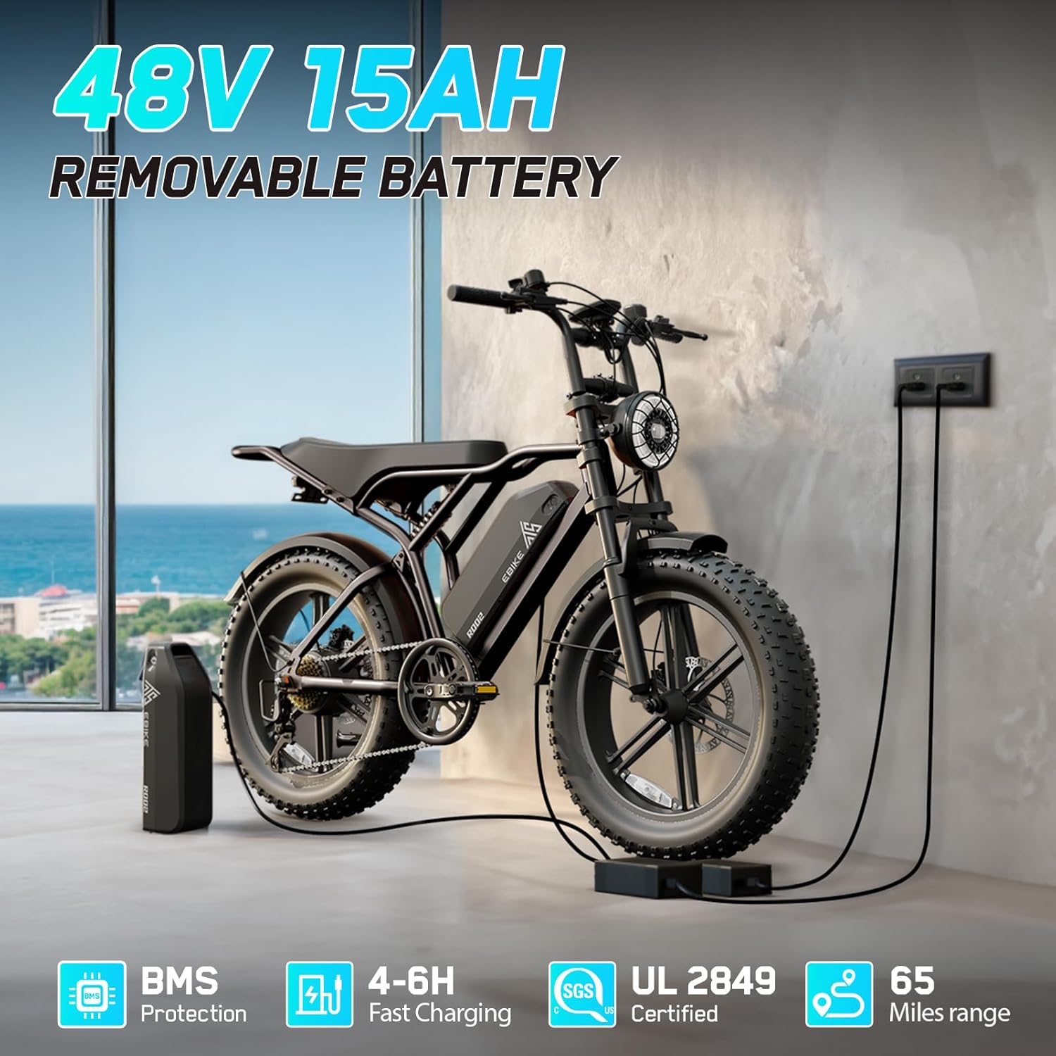 Electric Bike for Adults 1500W Peak 20" Fat Tire All-Terrain E-Bike 60/110 Miles 28 MPH Electric Dirt Bike