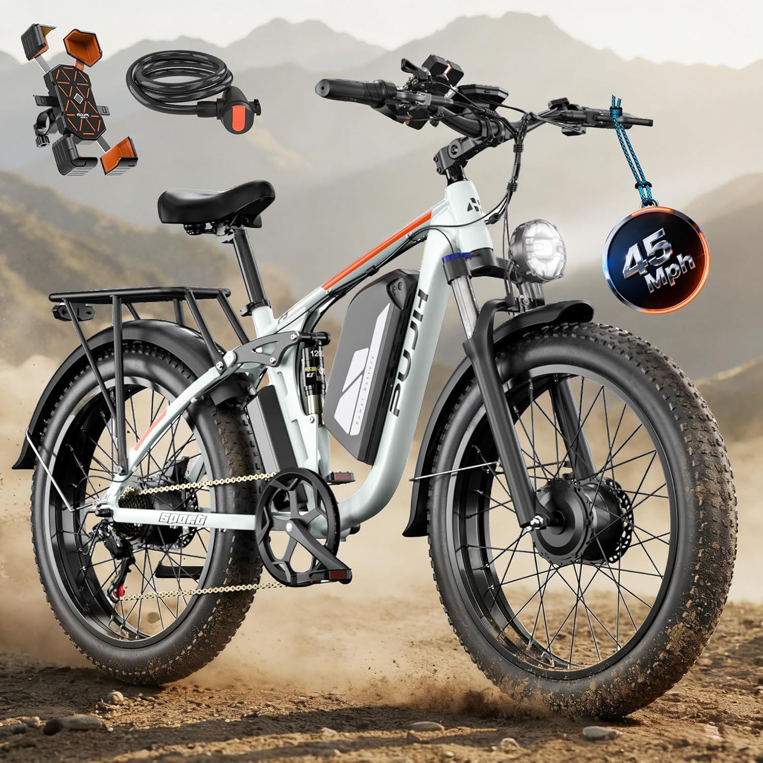 Sparkwheels 6000W Max Speed 45MPH Dual Motor Electric Bike for Adults