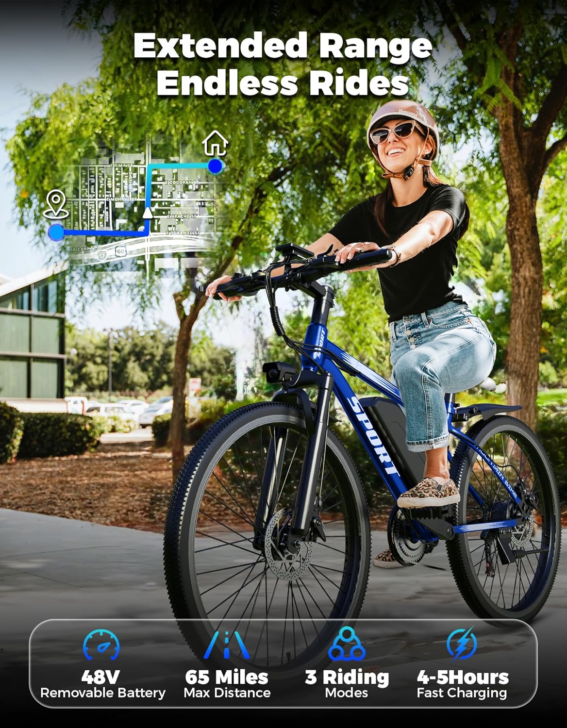 Misodo Electric Bike for Adults, 1500W Peak Mountain Ebike with 25 MPH