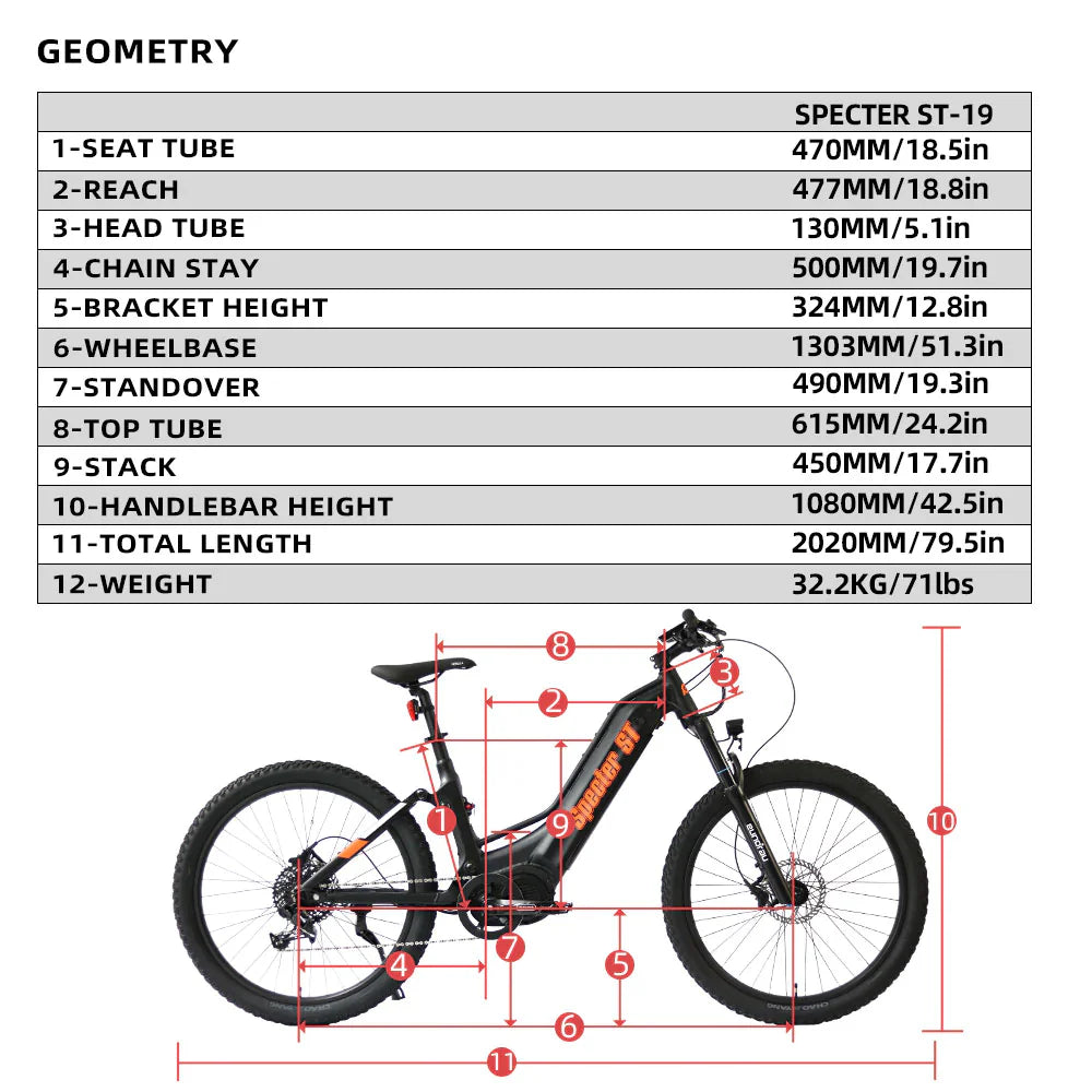 EUNORAU SPECTER-ST 48V/17Ah 1000W Electric Mountain Bike