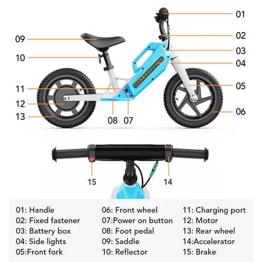 AOKDA K8 21.6V/5.2Ah 180W Kids Electric Balance Bike