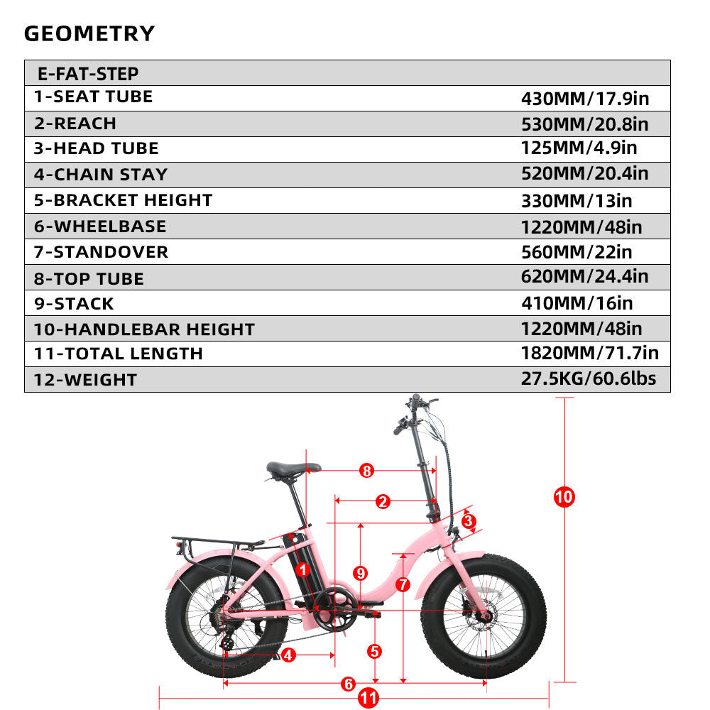 EUNORAU E-FAT-STEP 48V 12.5Ah/17.5Ah 500W Folding Step-Thru Electric Bike