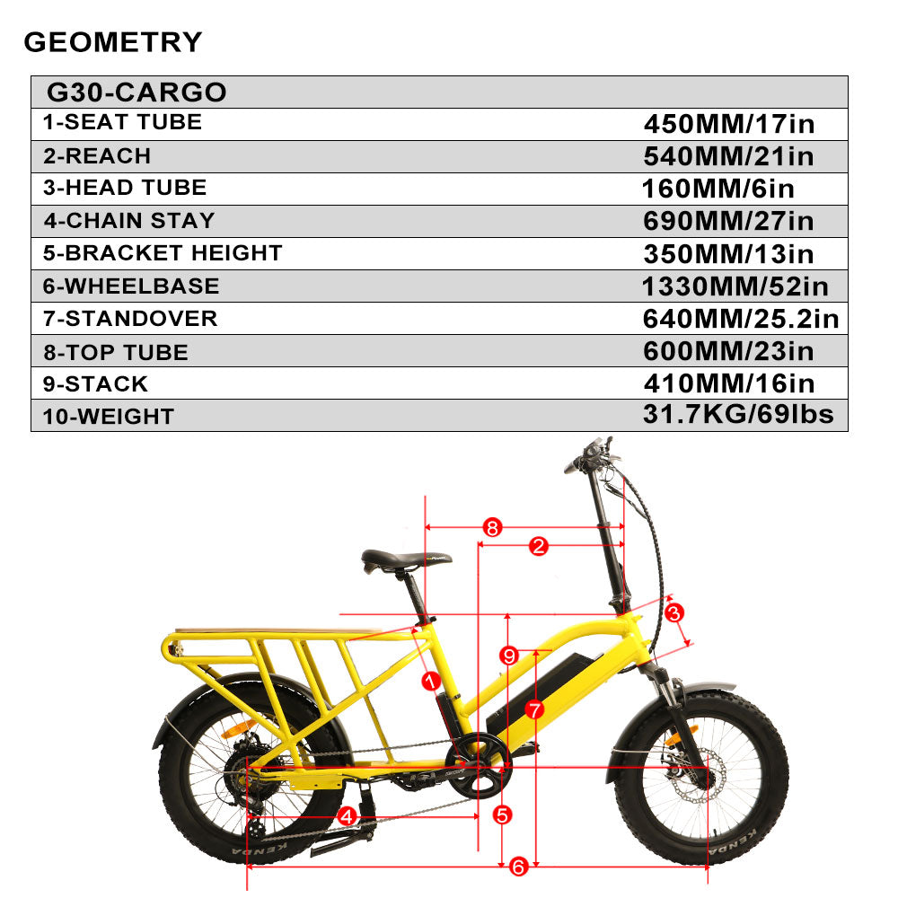 EUNORAU G30-CARGO 48V/20Ah 500W Dual Battery Cargo Electric Bike