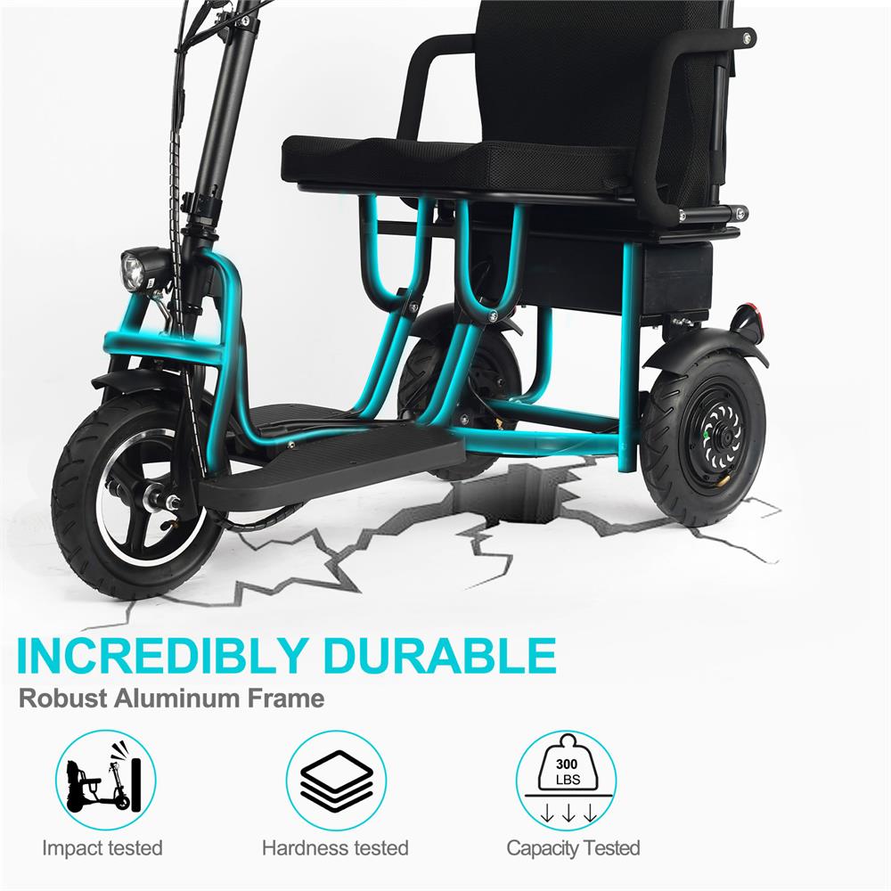 MotoTec Folding Mobility Electric Trike 48V/10Ah 700W