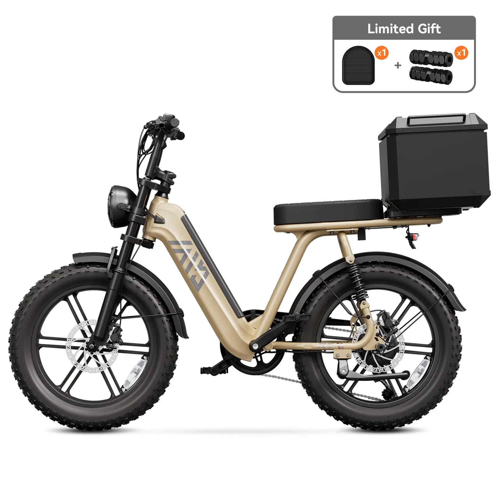 TST® R7 Moped Style 1500W Full Suspension Electric Cargo Bike | 2026 New Model